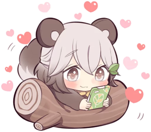 😍 Стикер «Lovely Raccoon Girl» для Telegram