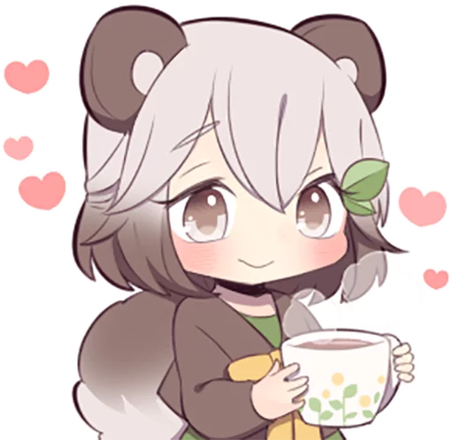 ☕️ Стикер «Lovely Raccoon Girl» для Telegram