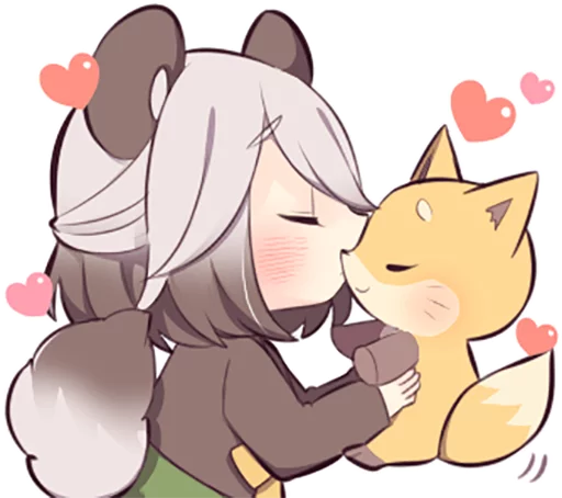 ❤️ Стикер «Lovely Raccoon Girl» для Telegram
