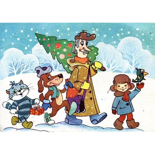 🎄 Стикер «Ретро Открытки» для Telegram