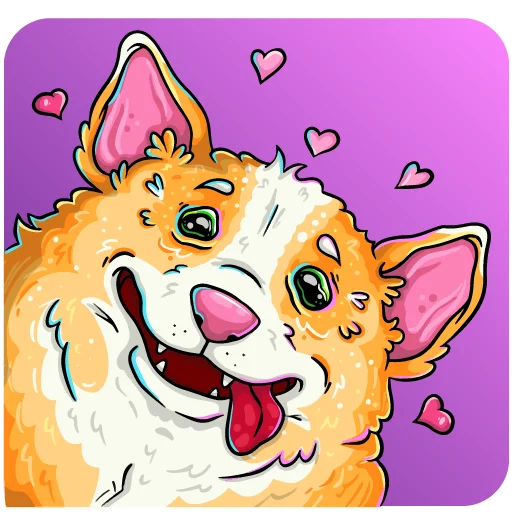 🥰 Стикер «Помятый корги с текстом» для Telegram