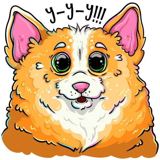 🤩 Стикер «Помятый корги с текстом» для Telegram