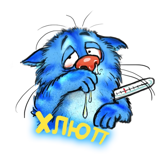 🤧 Стикер «Rinas Blue Cats» для Telegram