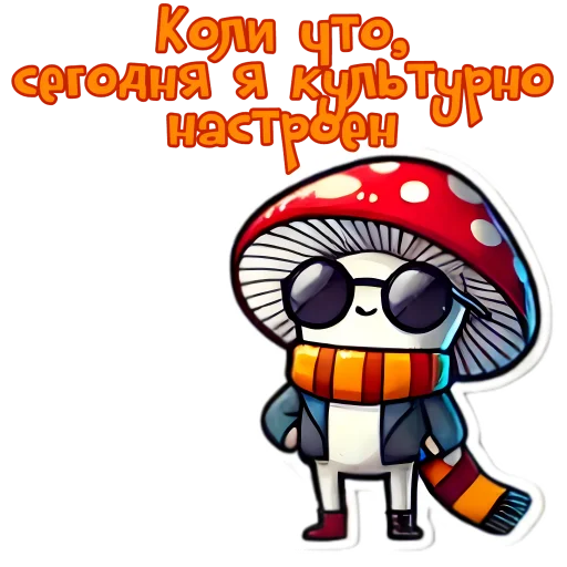 😜 Стикер «Грибы с глазами» для Telegram
