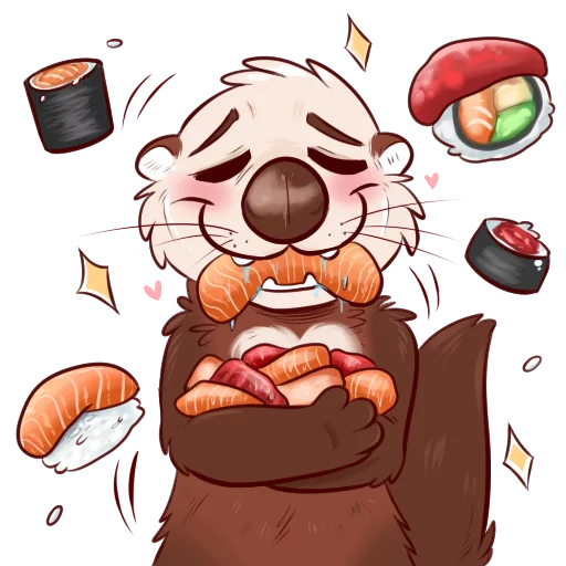 🍣 Стикер «Otters Sake and Tako!» для Telegram