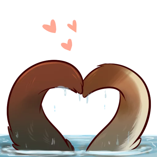 ❤ Стикер «Otters Sake and Tako!» для Telegram