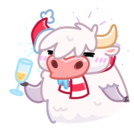 🥂 Стикер «Santa Moo» для Telegram