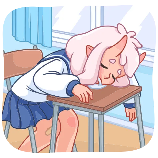 😴 Эмодзи «Школьница Они-тян» для Telegram