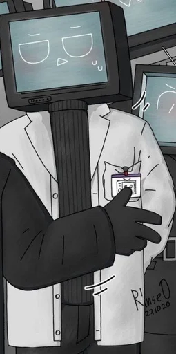 🤍 Стикер «scientist tv man / skibidi toilet» для Telegram