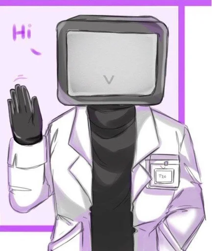 🌟 Стикер «scientist tv man / skibidi toilet» для Telegram