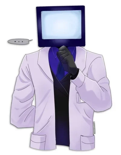 🤍 Стикер «scientist tv man / skibidi toilet» для Telegram