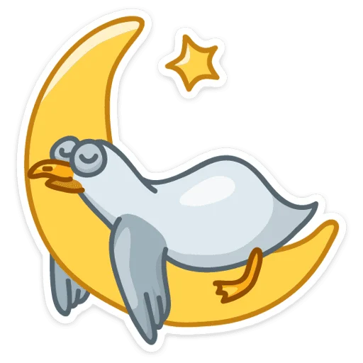 😴 Стикер «Сегодня к нам прилетела чайка по имени Джо.» для Telegram