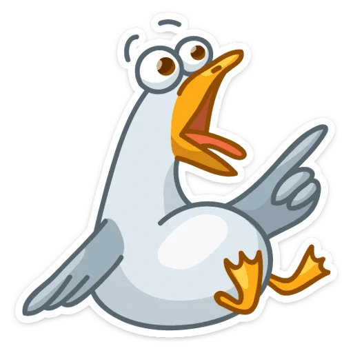 😳 Стикер «Сегодня к нам прилетела чайка по имени Джо.» для Telegram
