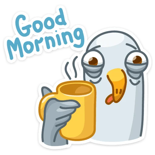☕️ Стикер «Сегодня к нам прилетела чайка по имени Джо.» для Telegram