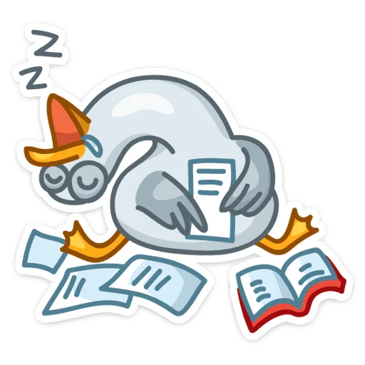 😴 Стикер «Сегодня к нам прилетела чайка по имени Джо.» для Telegram