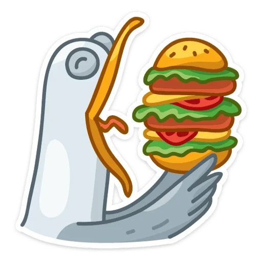 🍔 Стикер «Сегодня к нам прилетела чайка по имени Джо.» для Telegram