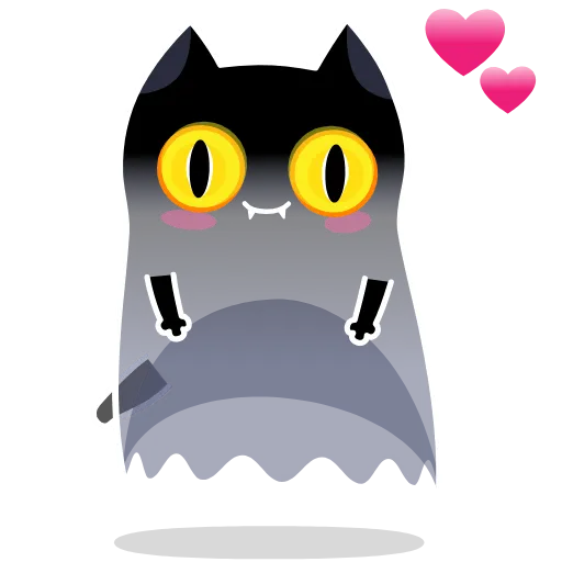 Стикер 2 🫠Смайлы с кисой Shadow Kitty