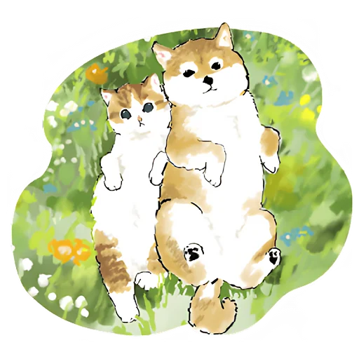 🥰 Стикер «Шиба и Нян» для Telegram