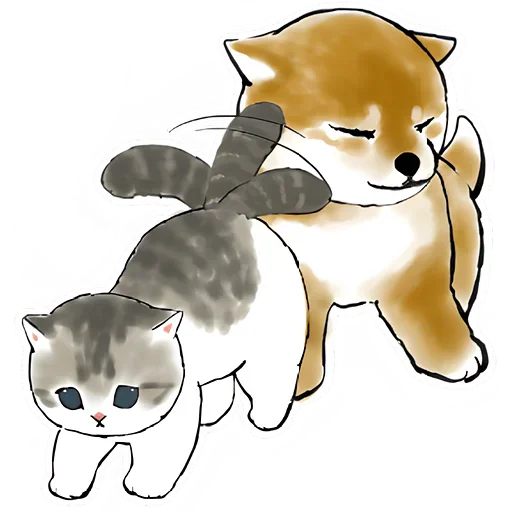 😉 Стикер «Шиба и Нян котик» для Telegram