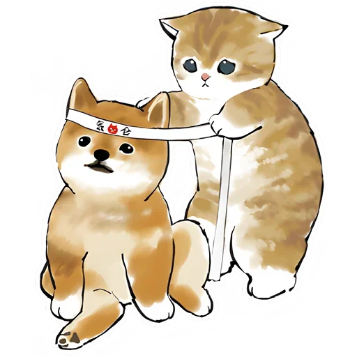 😄 Стикер «Шиба и Нян котик» для Telegram