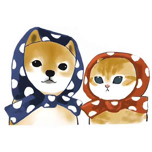 😊 Стикер «Шиба и Нян котик» для Telegram