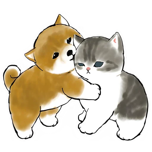 🤗 Стикер «Шиба и Нян котик» для Telegram
