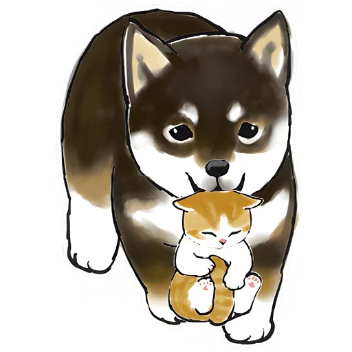 ☺ Стикер «Шиба и Нян котик» для Telegram