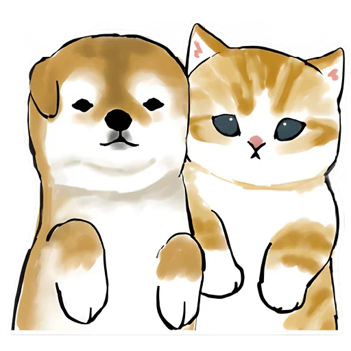 ☺ Стикер «Шиба и Нян котик» для Telegram