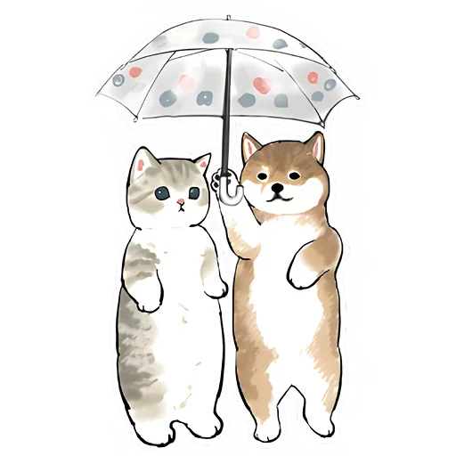 ☺ Стикер «Шиба и Нян котик» для Telegram