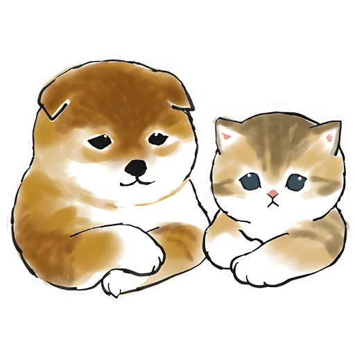 😔 Стикер «Шиба и Нян котик» для Telegram
