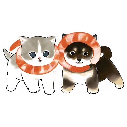 😁 Стикер «Шиба и Нян котик» для Telegram