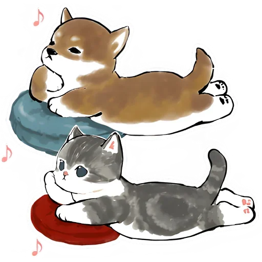 🤔 Стикер «Шиба и Нян котик» для Telegram