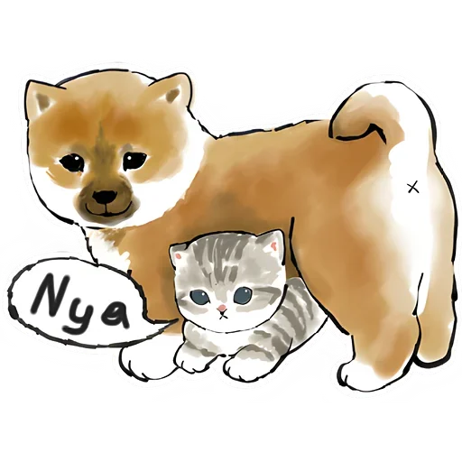 😊 Стикер «Шиба и Нян котик» для Telegram