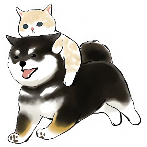 🐕 Стикер «Шиба и Нян котик» для Telegram