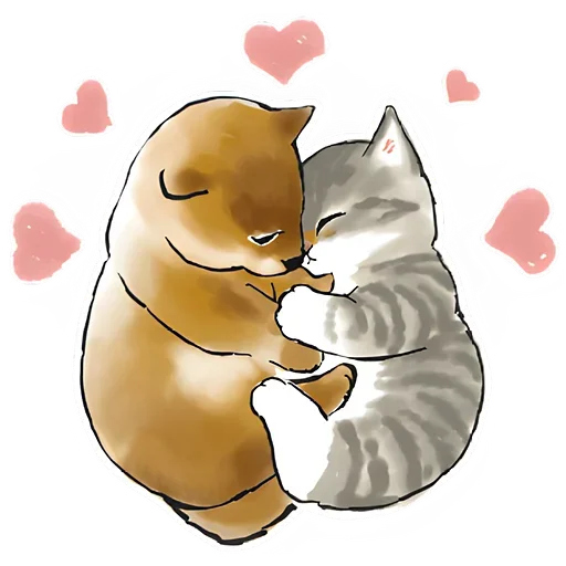❤ Стикер «Шиба и Нян котик» для Telegram
