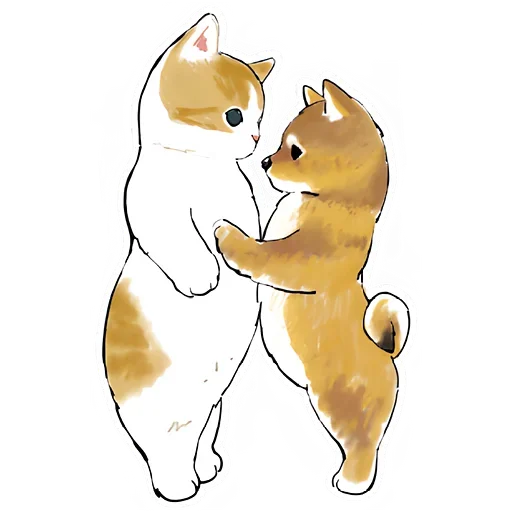 😘 Стикер «Шиба и Нян котик» для Telegram