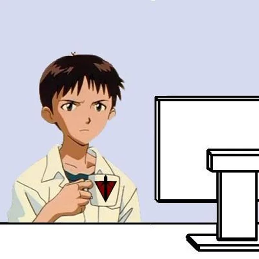 😐 Стикер «SHINJI WITH A FUCKING CUP» для Telegram