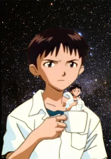 😐 Стикер «SHINJI WITH A FUCKING CUP» для Telegram