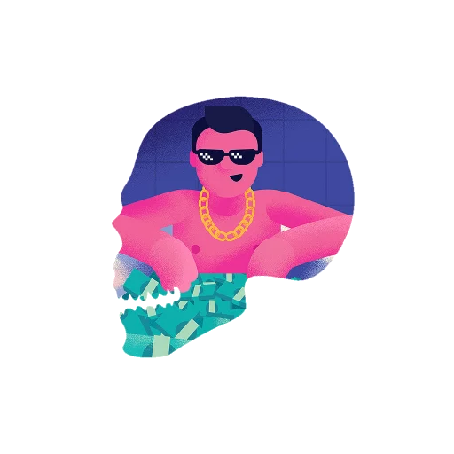 💀 Стикер «Черепа и АРТ» для Telegram
