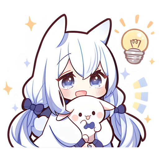 💡 Стикер «Сладкий и белый зайчик» для Telegram