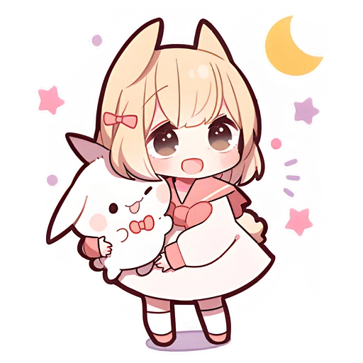 🌙 Стикер «Сладкий и белый зайчик» для Telegram