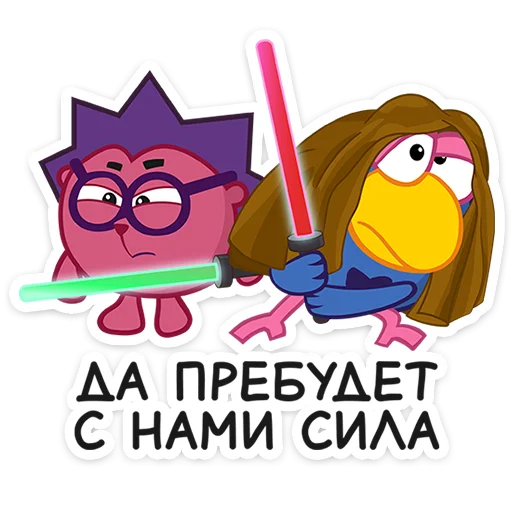 🗡 Стикер «Смешарики снимают кино» для Telegram