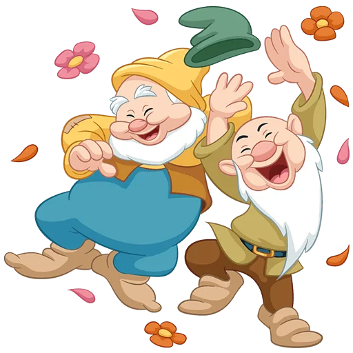 🥳 Стикер «Белоснежка и семь гномов Без Текста» для Telegram