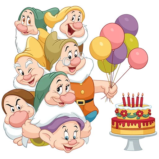 🎂 Стикер «Белоснежка и семь гномов Без Текста» для Telegram