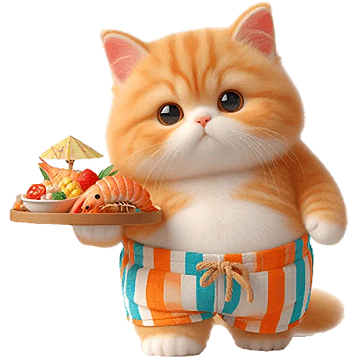 🦐 Стикер «Летний котик» для Telegram
