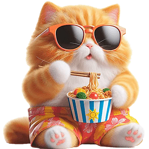 🍜 Стикер «Летний котик» для Telegram