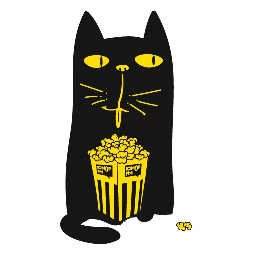 🍿 Стикер «Кот Юмор FM» для Telegram
