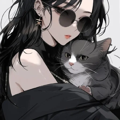 🖤 Стикер «Black (anime chan)» для Telegram
