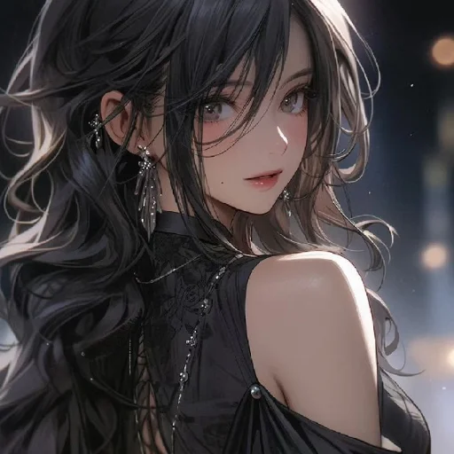 🖤 Стикер «Black (anime chan)» для Telegram