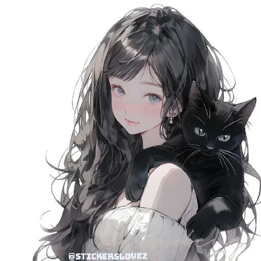 🖤 Стикер «Black (anime chan)» для Telegram